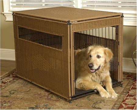 Wicker Dog Crate - Small-Dark Brown