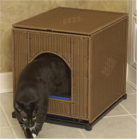 Wicker Litter Box Cover - Large-Dark Brown