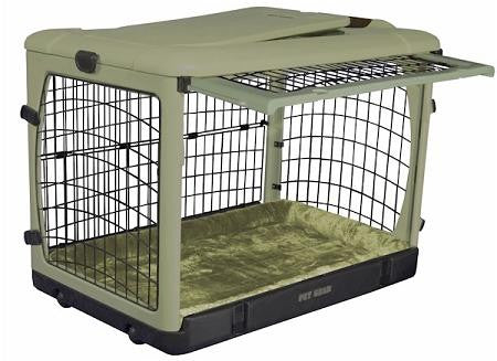 Deluxe Steel Dog Crate with Bolster Pad  - Small-Sage